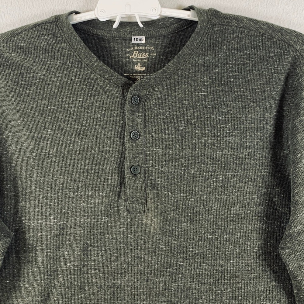 G.H. Bass & Co. Men's Long Sleeve Classic Henley Shirt Gray Heathered Size XL - Picture 6 of 12